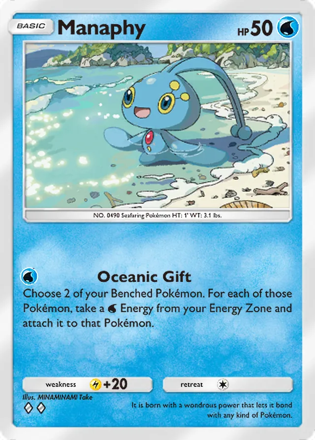 Manaphy, Space-Time Smackdown #050, Basic Water Pokémon, illustrated by MINAMINAMI Take