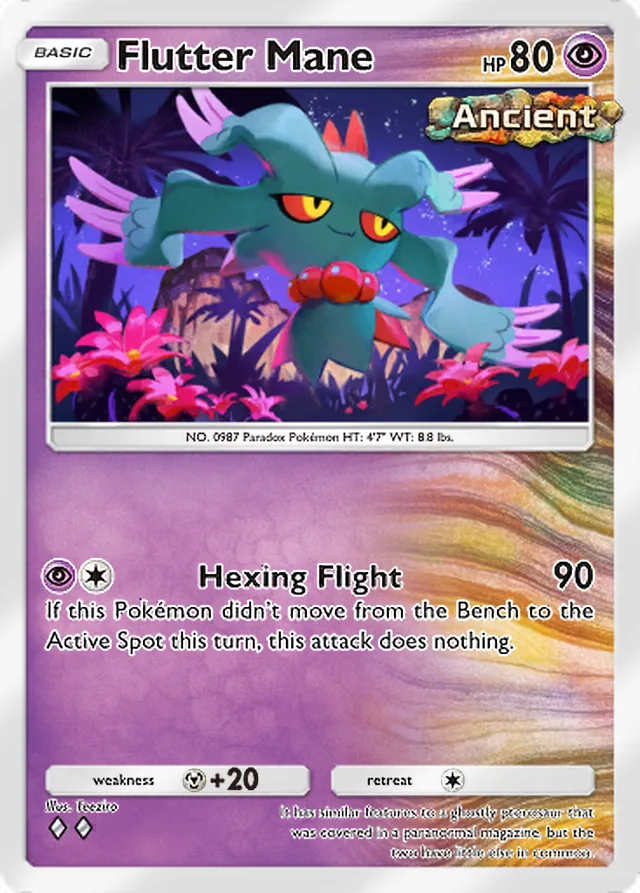 Flutter Mane, Everyday Wonders #035, Basic Psychic Pokémon, illustrated by Teeziro