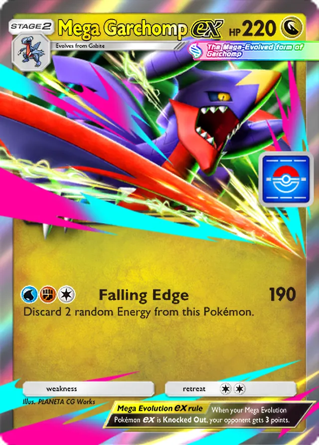 Mega Garchomp ex, Promo-B #099, Stage 2 Dragon Pokémon, illustrated by PLANETA CG Works