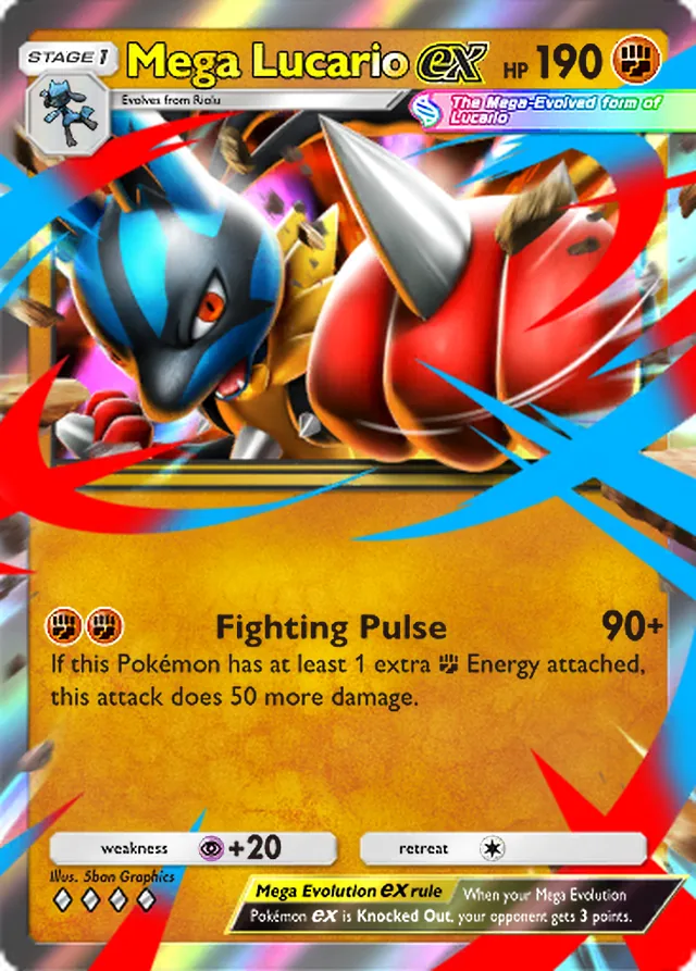 Mega Lucario ex, Pulsing Aura #081, Stage 1 Fighting Pokémon, illustrated by 5ban Graphics