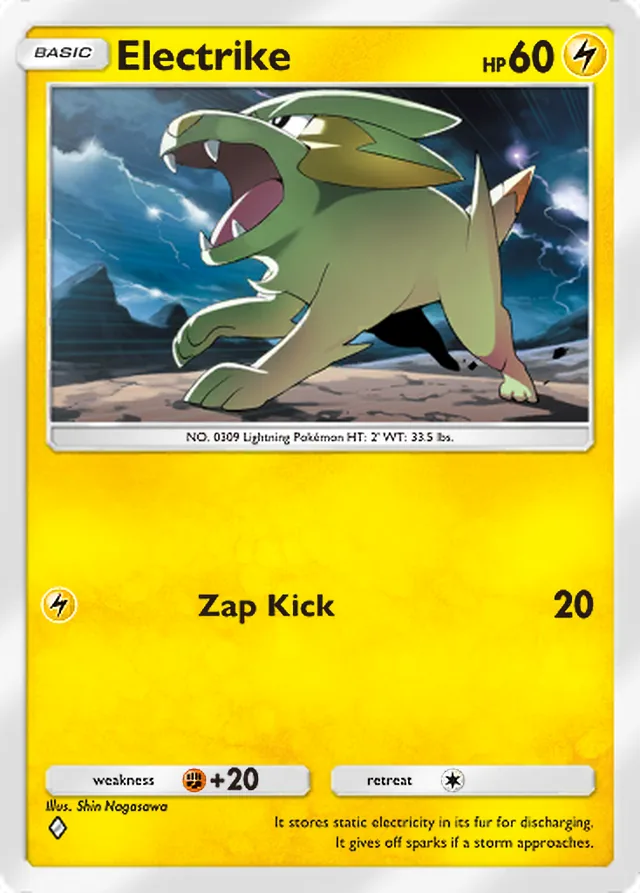 Electrike, Triumphant Light #027, Basic Lightning Pokémon, illustrated by Shin Nagasawa
