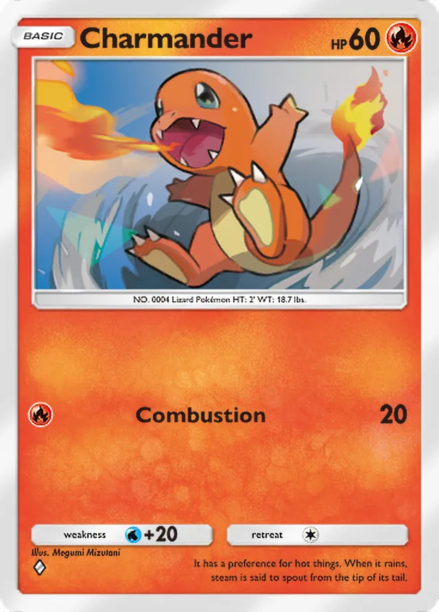 Charmander, Shining Revelry #008, Basic Fire Pokémon, illustrated by Megumi Mizutani