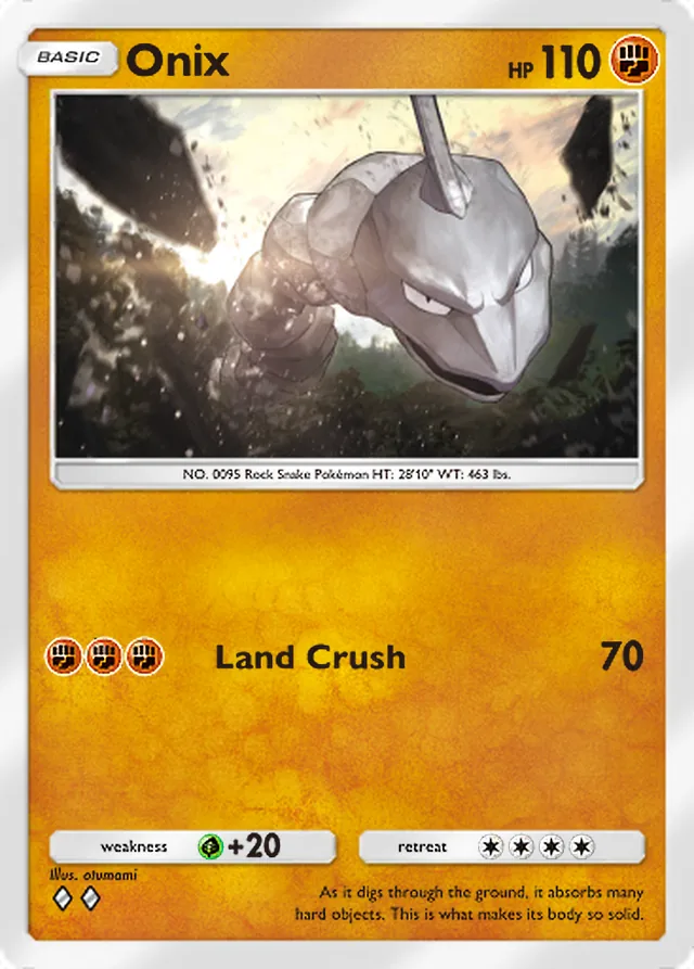 Onix, Genetic Apex #150, Basic Fighting Pokémon, illustrated by otumami