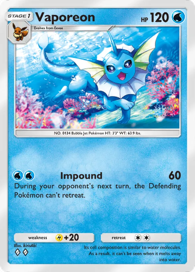 Vaporeon, Paradox Drive #008, Stage 1 Water Pokémon, illustrated by kirisAki