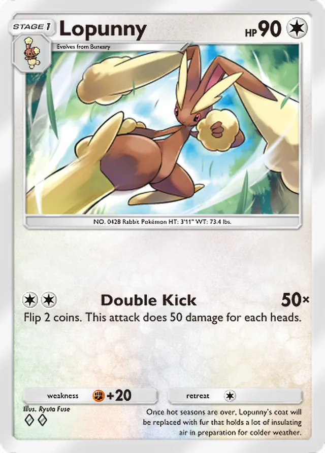 Lopunny, Crimson Blaze #063, Stage 1 Colorless Pokémon, illustrated by Ryuta Fuse