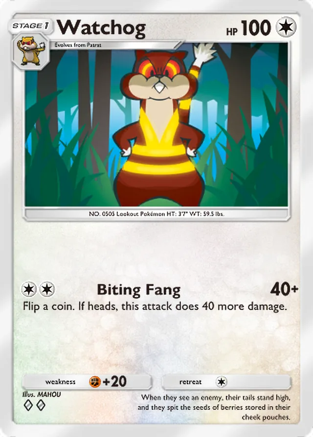 Watchog, Mega Rising #200, Stage 1 Colorless Pokémon, illustrated by MAHOU