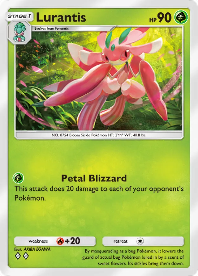Lurantis, Celestial Guardians #015, Stage 1 Grass Pokémon, illustrated by AKIRA EGAWA