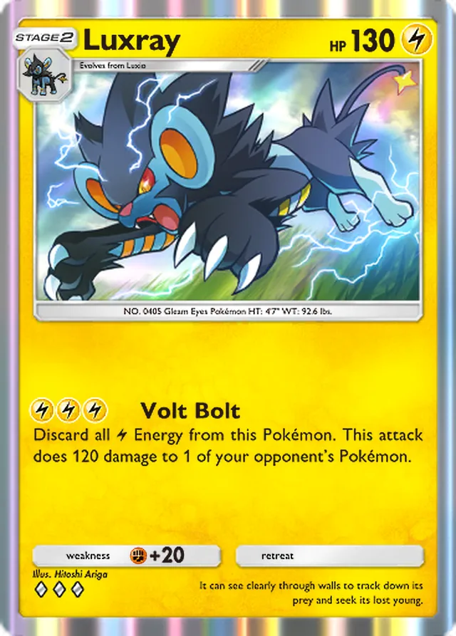 Luxray, Space-Time Smackdown #060, Stage 2 Lightning Pokémon, illustrated by Hitoshi Ariga