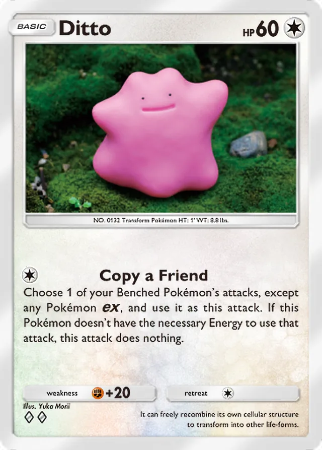 Ditto, Crimson Blaze #055, Basic Colorless Pokémon, illustrated by Yuka Morii