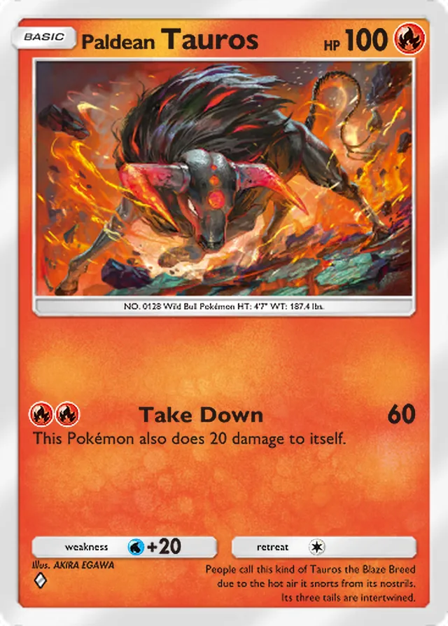 Paldean Tauros, Mega Shine #014, Basic Fire Pokémon, illustrated by AKIRA EGAWA
