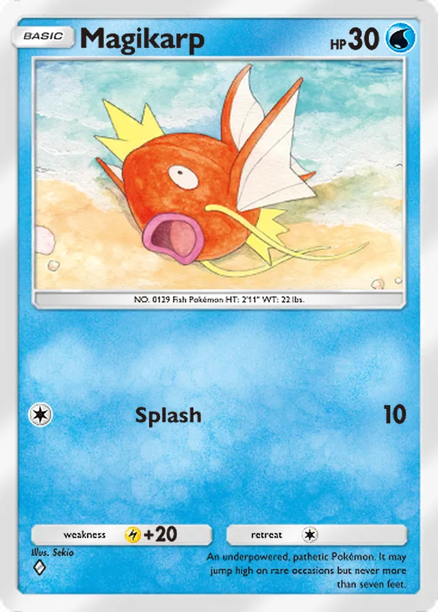 Magikarp, Genetic Apex #077, Basic Water Pokémon, illustrated by Sekio