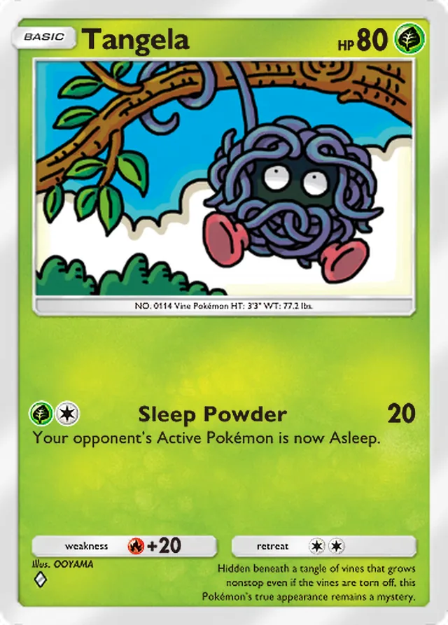 Tangela, Wisdom of Sea and Sky #004, Basic Grass Pokémon, illustrated by OOYAMA