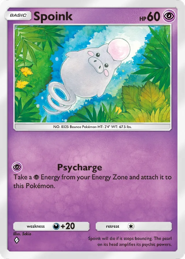 Spoink, Celestial Guardians #071, Basic Psychic Pokémon, illustrated by Sekio