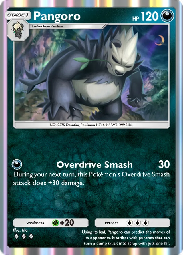 Pangoro, Mega Rising #158, Stage 1 Darkness Pokémon, illustrated by Uta