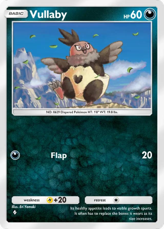 Vullaby, Pulsing Aura #109, Basic Darkness Pokémon, illustrated by Eri Yamaki