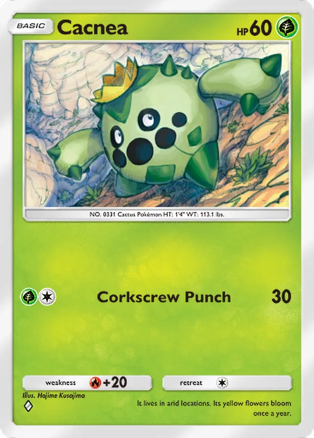 Cacnea, Fantastical Parade #006, Basic Grass Pokémon, illustrated by Hajime Kusajima