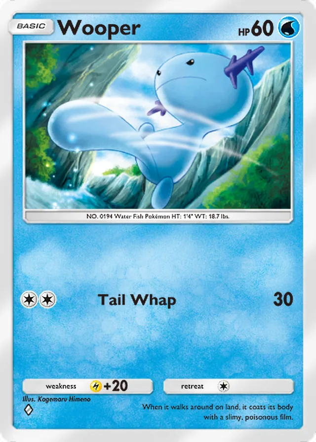Wooper, Pulsing Aura #038, Basic Water Pokémon, illustrated by Kagemaru Himeno
