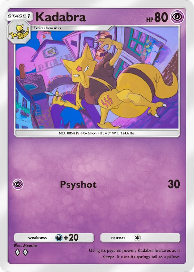 Kadabra, Shining Revelry #030, Stage 1 Psychic Pokémon, illustrated by Mousho