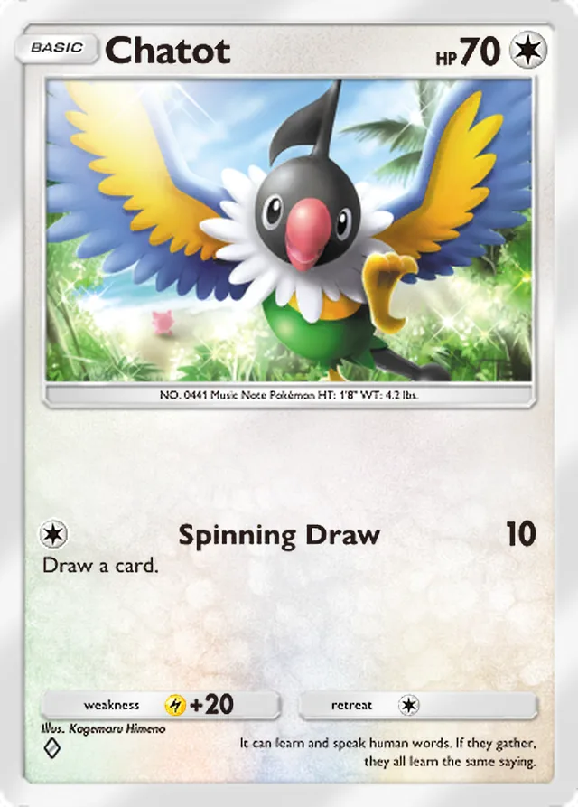 Chatot, Mega Shine #061, Basic Colorless Pokémon, illustrated by Kagemaru Himeno
