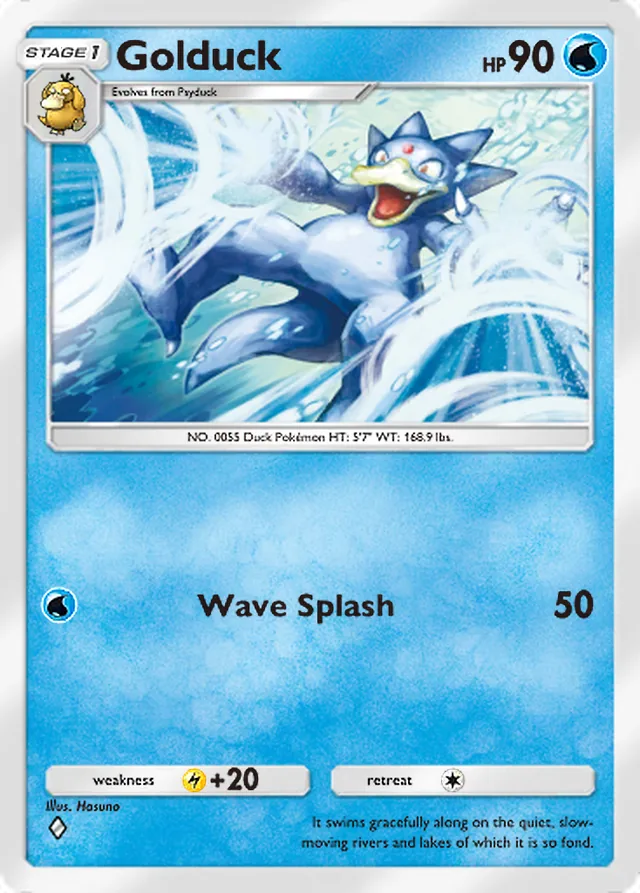 Golduck, Mega Rising #049, Stage 1 Water Pokémon, illustrated by Hasuno