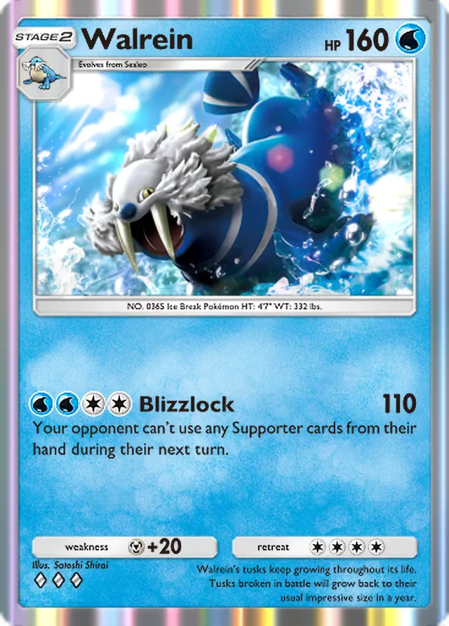 Walrein, Ruler of the Skies #040, Stage 2 Water Pokémon, illustrated by Satoshi Shirai