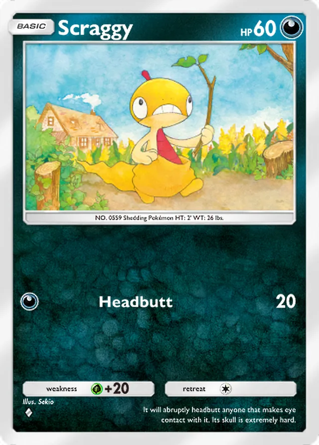 Scraggy, Fantastical Parade #106, Basic Darkness Pokémon, illustrated by Sekio