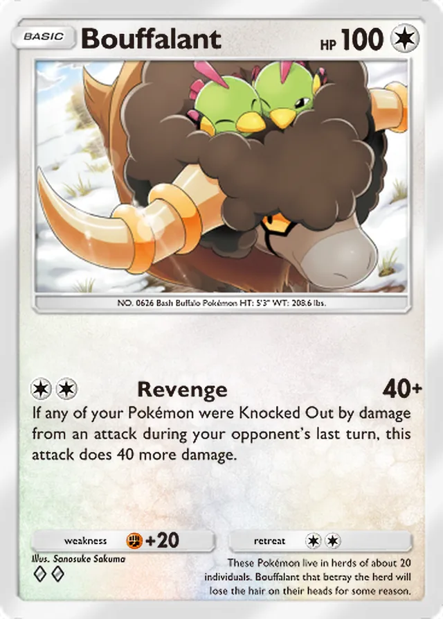 Bouffalant, Crimson Blaze #064, Basic Colorless Pokémon, illustrated by Sanosuke Sakuma