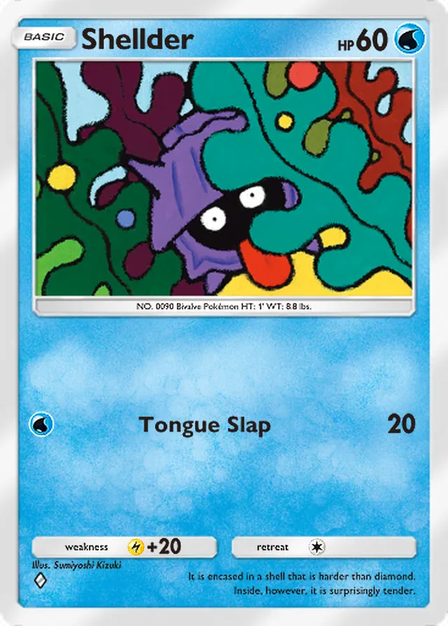 Shellder, Genetic Apex #066, Basic Water Pokémon, illustrated by Sumiyoshi Kizuki