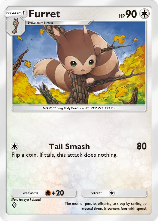 Furret, Wisdom of Sea and Sky #139, Stage 1 Colorless Pokémon, illustrated by tetsuya koizumi