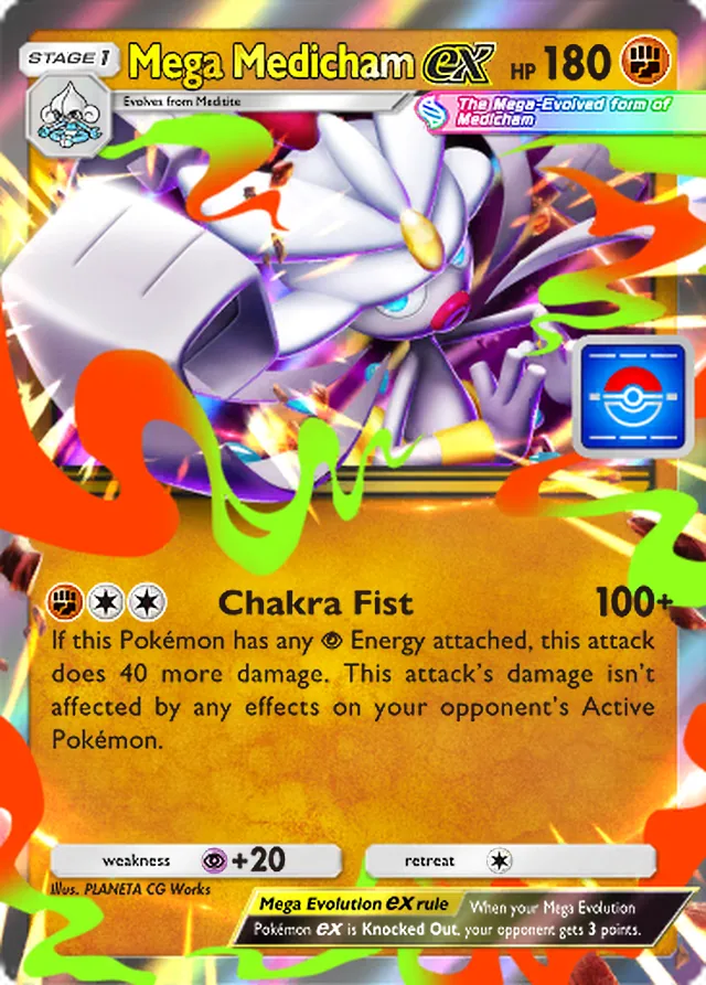Mega Medicham ex, Promo-B #029, Stage 1 Fighting Pokémon, illustrated by PLANETA CG Works