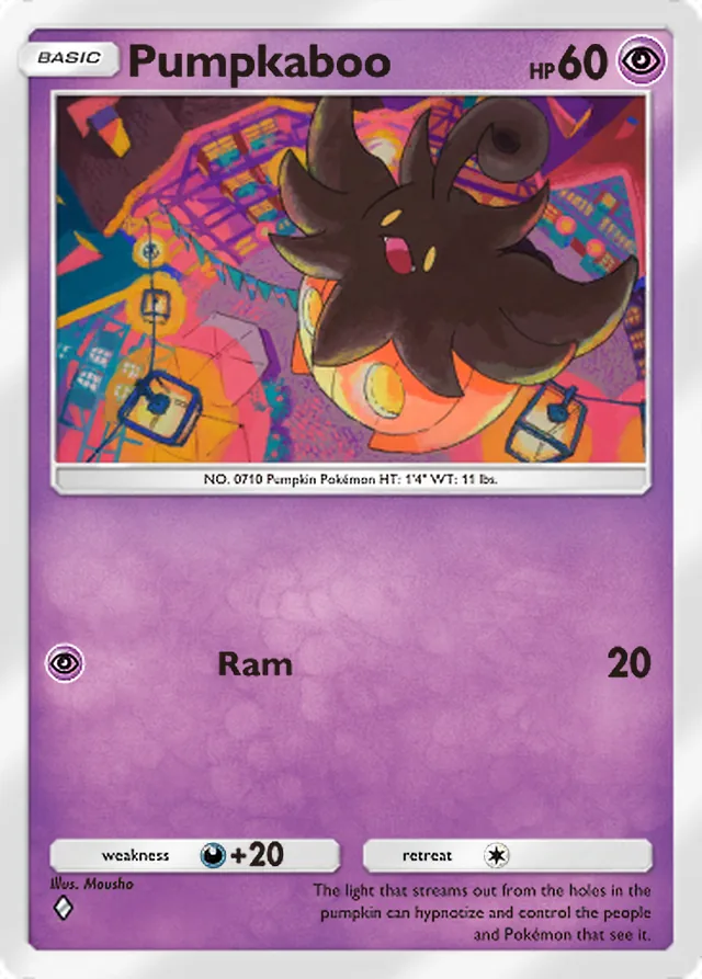 Pumpkaboo, Fantastical Parade #071, Basic Psychic Pokémon, illustrated by Mousho