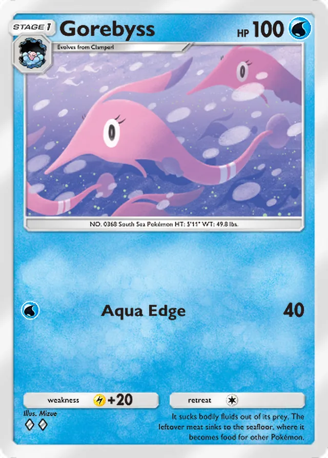 Gorebyss, Pulsing Aura #044, Stage 1 Water Pokémon, illustrated by Mizue