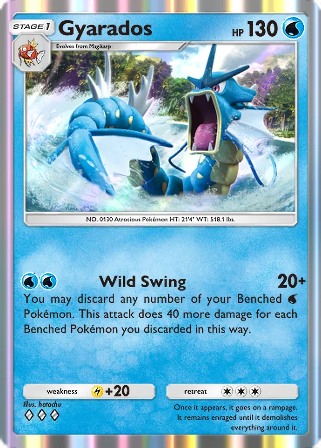 Gyarados, Wisdom of Sea and Sky #045, Stage 1 Water Pokémon, illustrated by hatachu