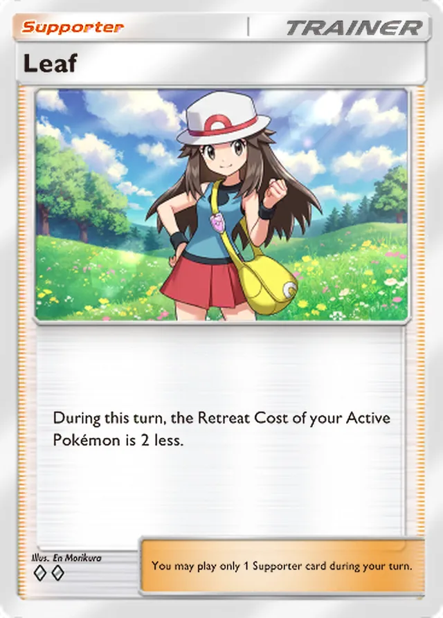 Leaf, Mythical Island #068, Trainer card, illustrated by En Morikura