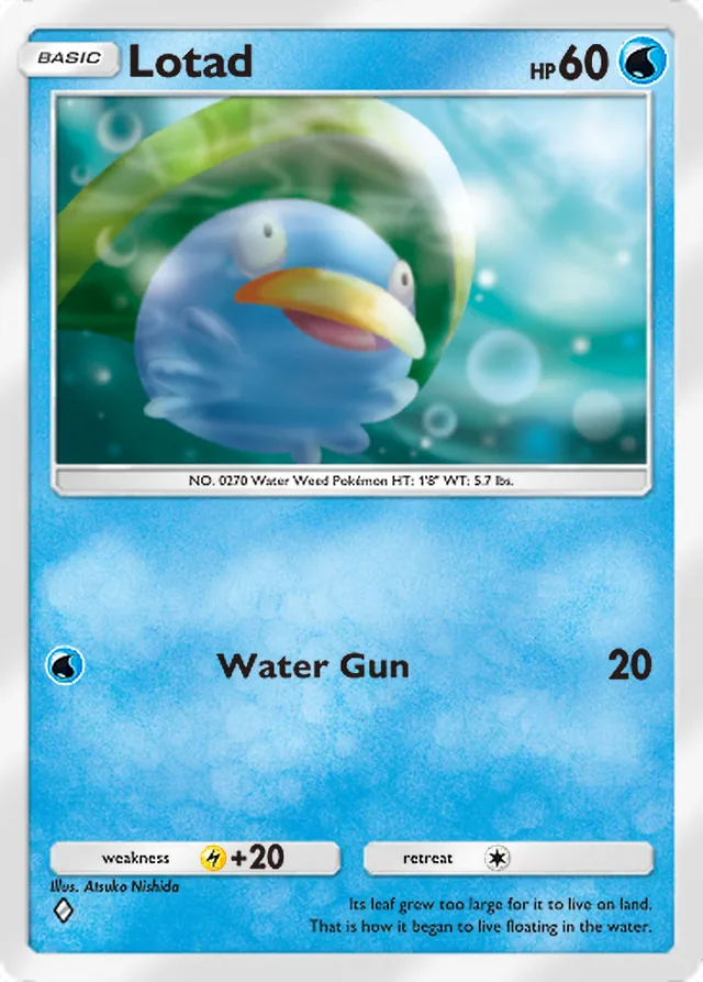 Lotad, Mega Rising #053, Basic Water Pokémon, illustrated by Atsuko Nishida