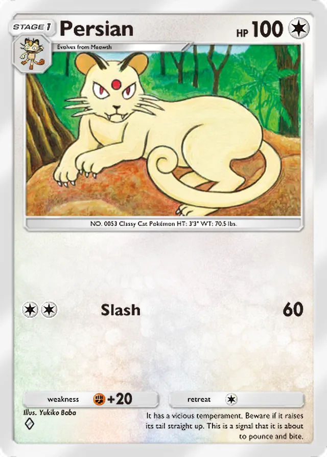 Persian, Fantastical Parade #125, Stage 1 Colorless Pokémon, illustrated by Yukiko Baba