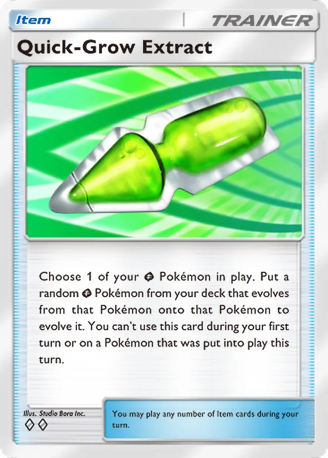 Quick-Grow Extract, Crimson Blaze #067, Trainer card, illustrated by Studio Bora Inc.