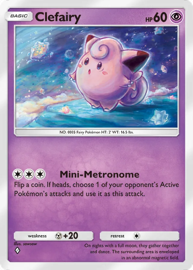 Clefairy, Ruler of the Skies #064, Basic Psychic Pokémon, illustrated by sowsow