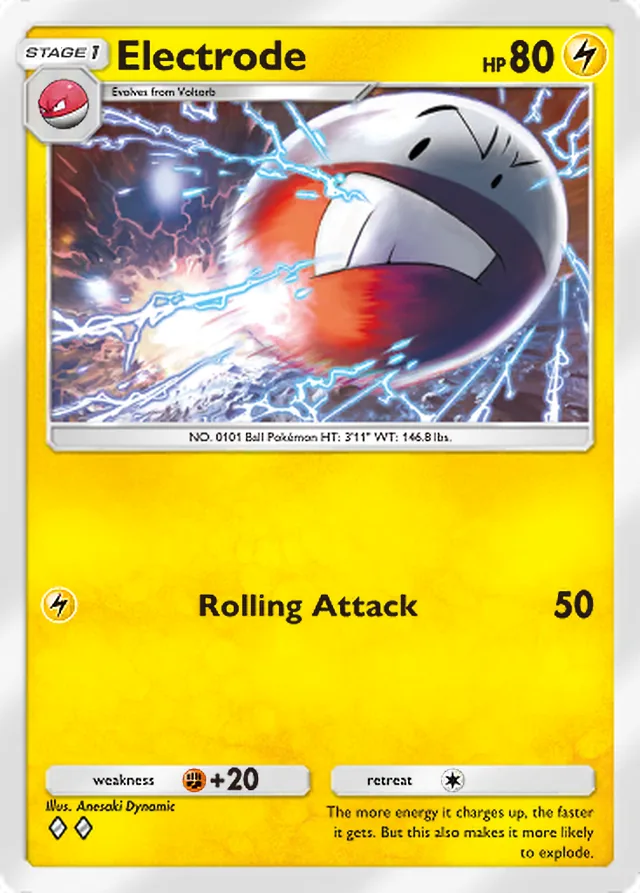 Electrode, Space-Time Smackdown #055, Stage 1 Lightning Pokémon, illustrated by Anesaki Dynamic
