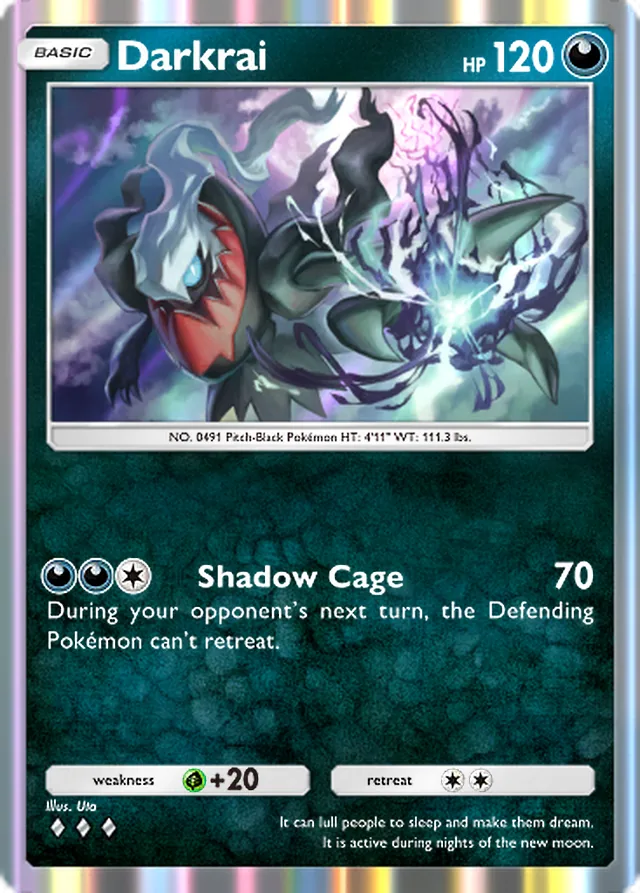 Darkrai, Mega Rising #154, Basic Darkness Pokémon, illustrated by Uta