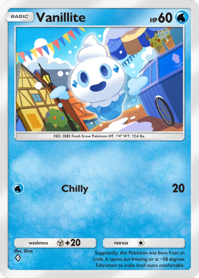 Vanillite, Fantastical Parade #037, Basic Water Pokémon, illustrated by Orca