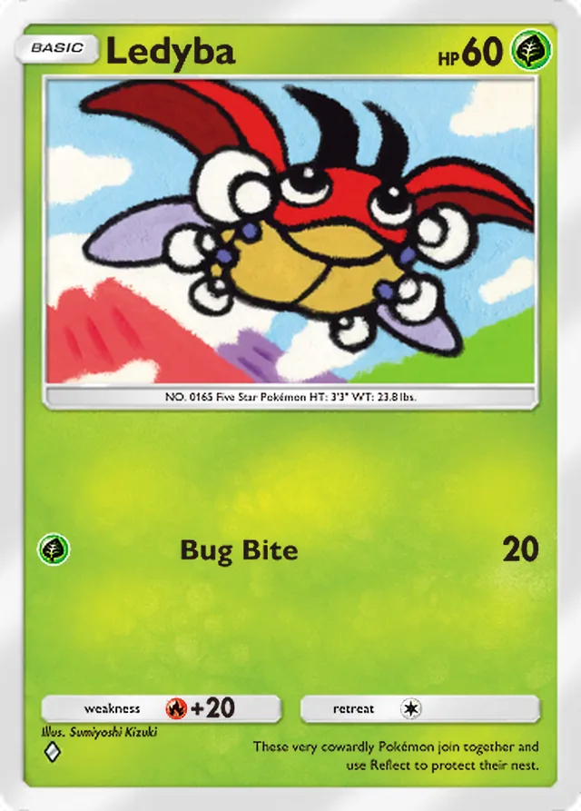 Ledyba, Wisdom of Sea and Sky #011, Basic Grass Pokémon, illustrated by Sumiyoshi Kizuki
