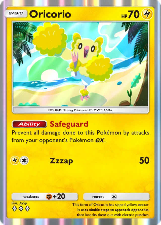 Oricorio, Celestial Guardians #066, Basic Lightning Pokémon, illustrated by Jerky