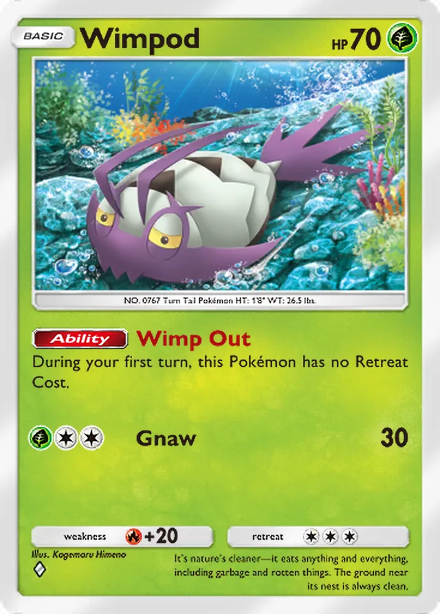 Wimpod, Celestial Guardians #021, Basic Grass Pokémon, illustrated by Kagemaru Himeno
