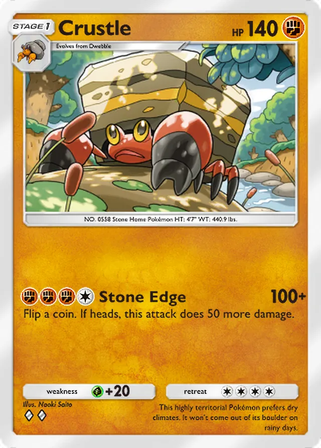 Crustle, Secluded Springs #047, Stage 1 Fighting Pokémon, illustrated by Naoki Saito