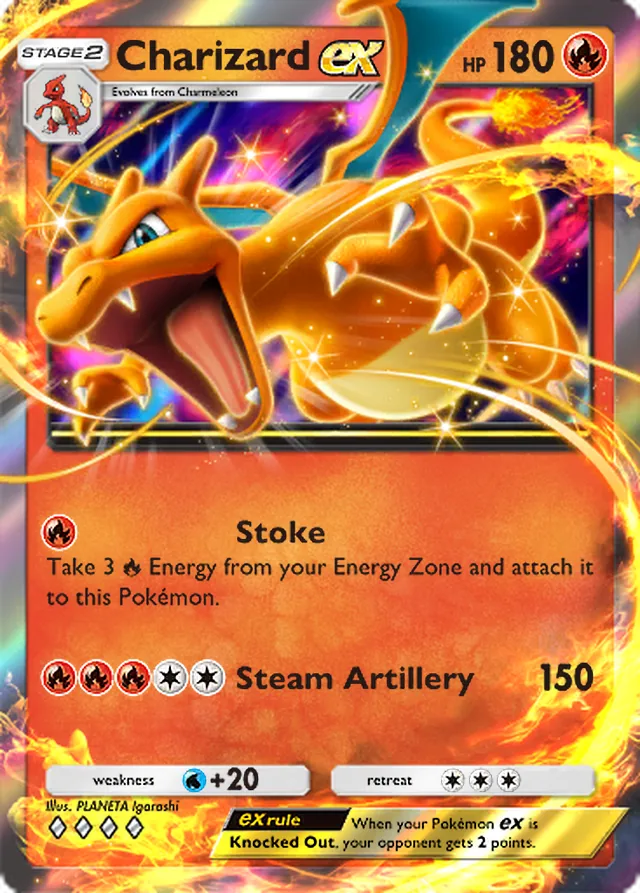 Charizard ex, Shining Revelry #010, Stage 2 Fire Pokémon, illustrated by PLANETA Igarashi