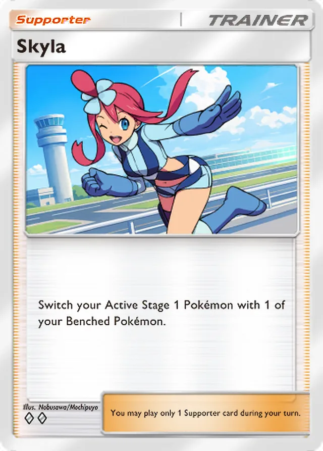 Skyla, Ruler of the Skies #152, Trainer card, illustrated by Nobusawa/Mochipuyo