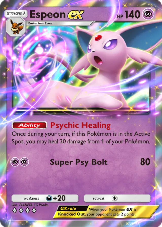 Espeon ex, Wisdom of Sea and Sky #083, Stage 1 Psychic Pokémon, illustrated by PLANETA CG Works
