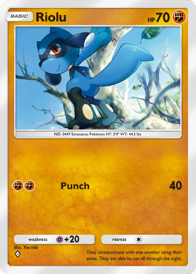 Riolu, Shining Revelry #042, Basic Fighting Pokémon, illustrated by You Iribi