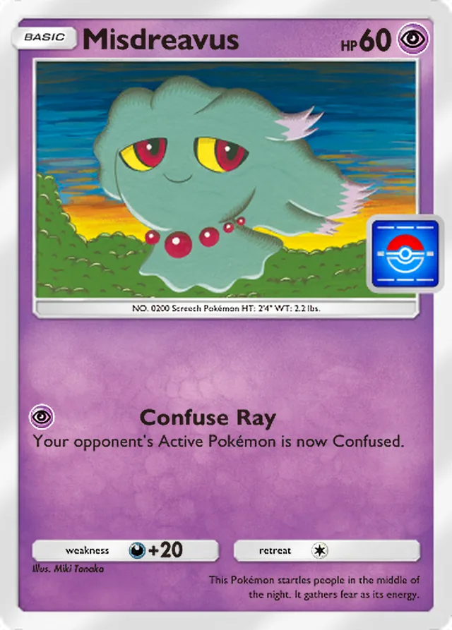 Misdreavus, Promo-A #038, Basic Psychic Pokémon, illustrated by Miki Tanaka